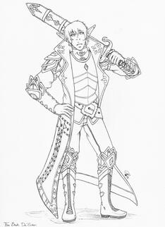 A private commission of a TTRPG character for D&D named Tsa'Brak Da'Evian, a dark elf fighter class general, who was a delight to draw on 9x12 multimedia paper in pencil and ink.